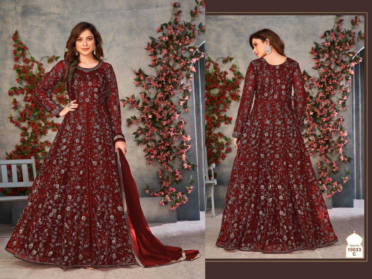 YNF Wholesale Butterfly Net Embroidery Gowns  | Surat Manufacturer