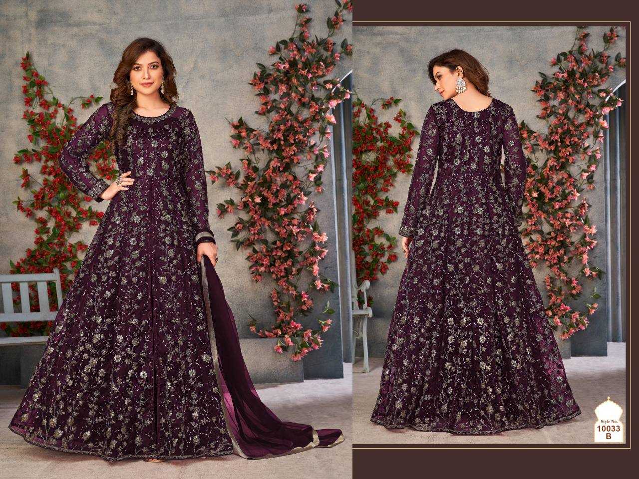 YNF Wholesale Butterfly Net Embroidery Gowns  | Surat Manufacturer