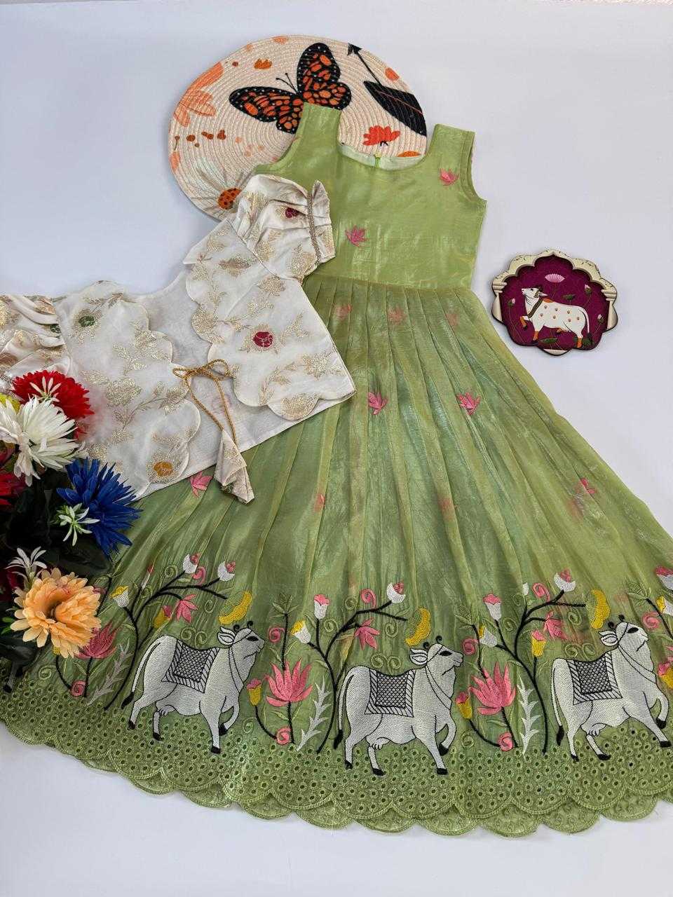 YNF Wholesale Crush Silk Kids Gown  | Surat Manufacturer