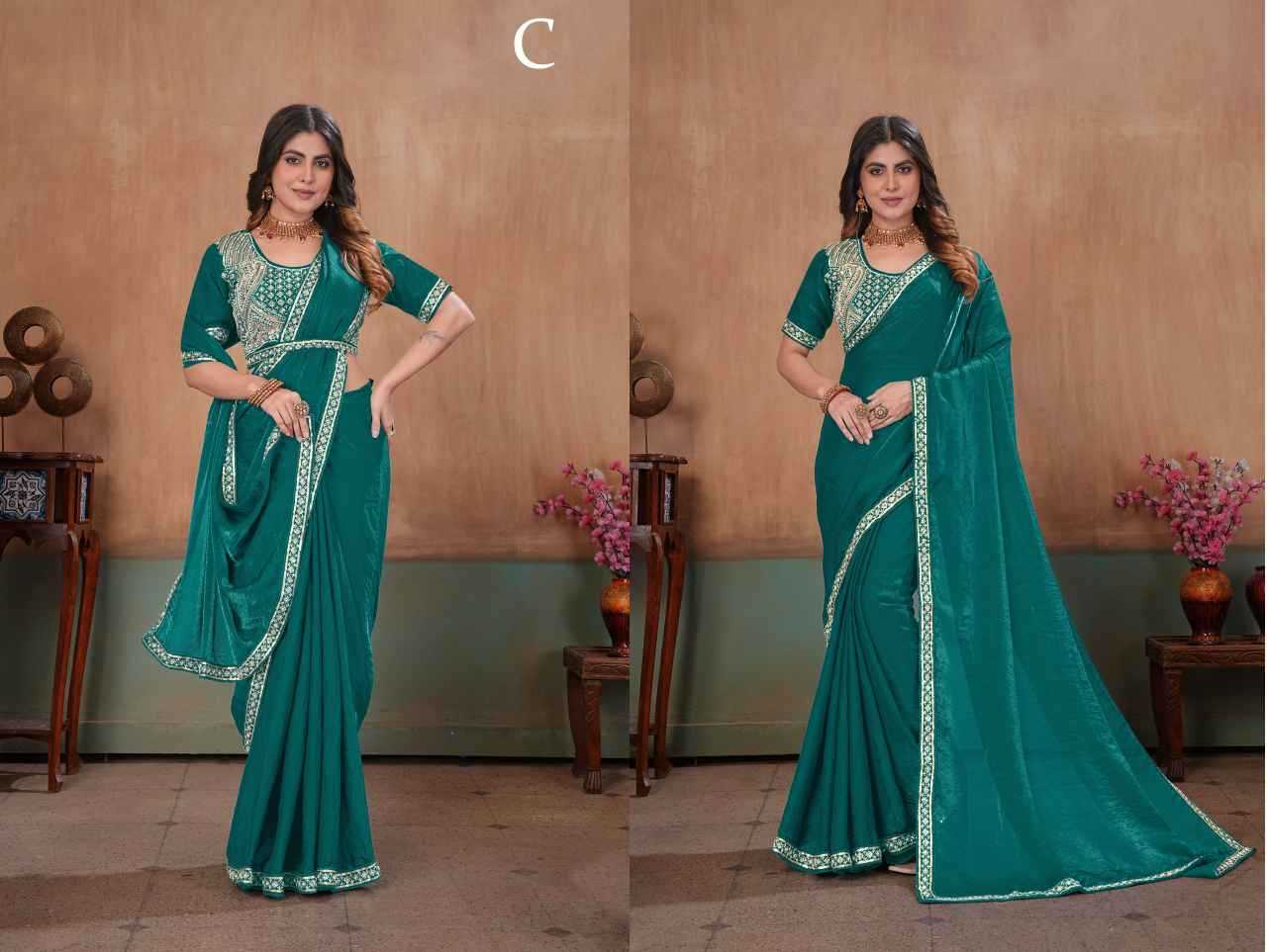 YNF Wholesale Satin Ready To Wear Sarees  | Surat Manufacturer