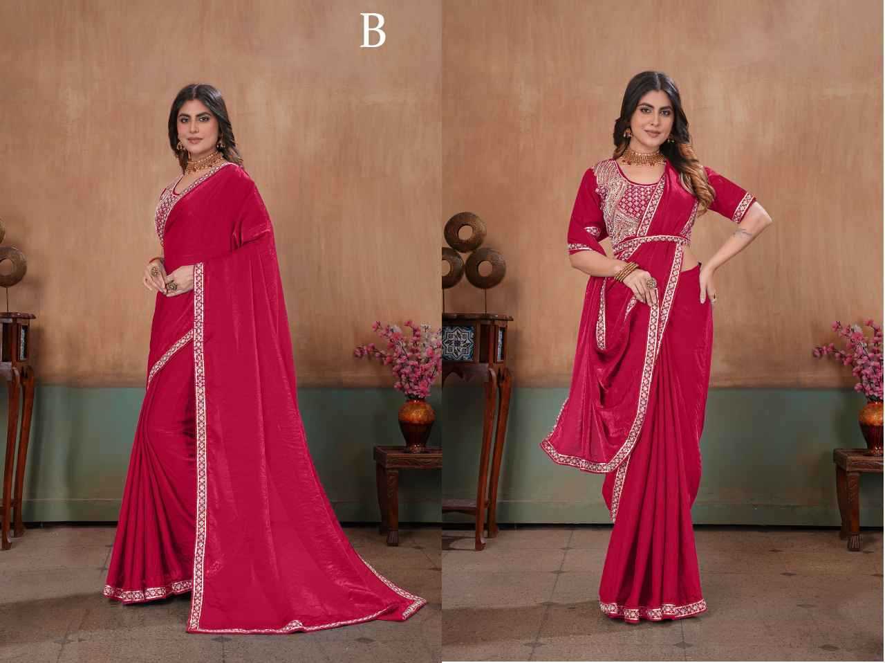 YNF Wholesale Satin Ready To Wear Sarees  | Surat Manufacturer