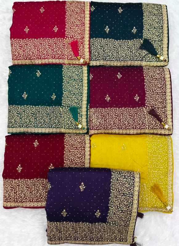 YNF Wholesale Vichitra Silk Embroidered Sarees  | Surat Manufacturer