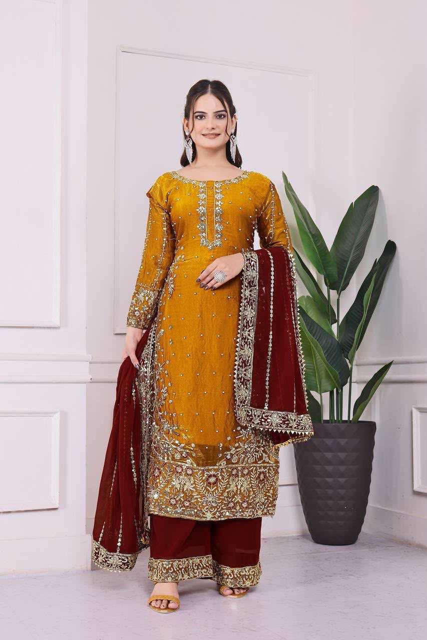YNF Wholesale Heavy Silk Embroidery Suits  | Surat Manufacturer