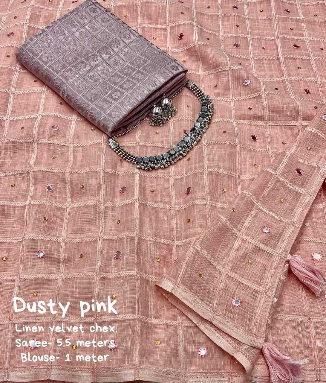 YNF Wholesale Linen Velvet Sarees  | Surat Manufacturer