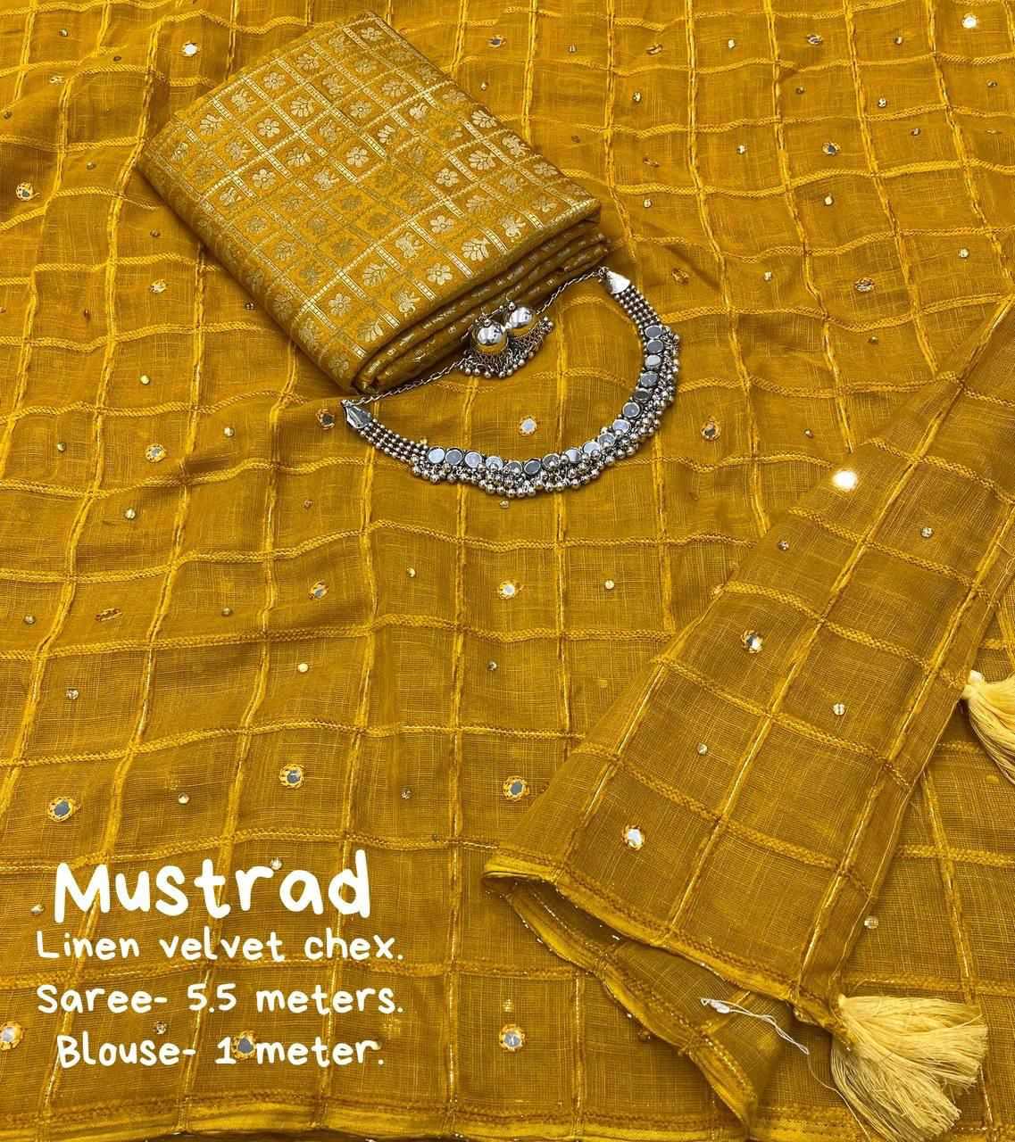 YNF Wholesale Linen Velvet Sarees  | Surat Manufacturer