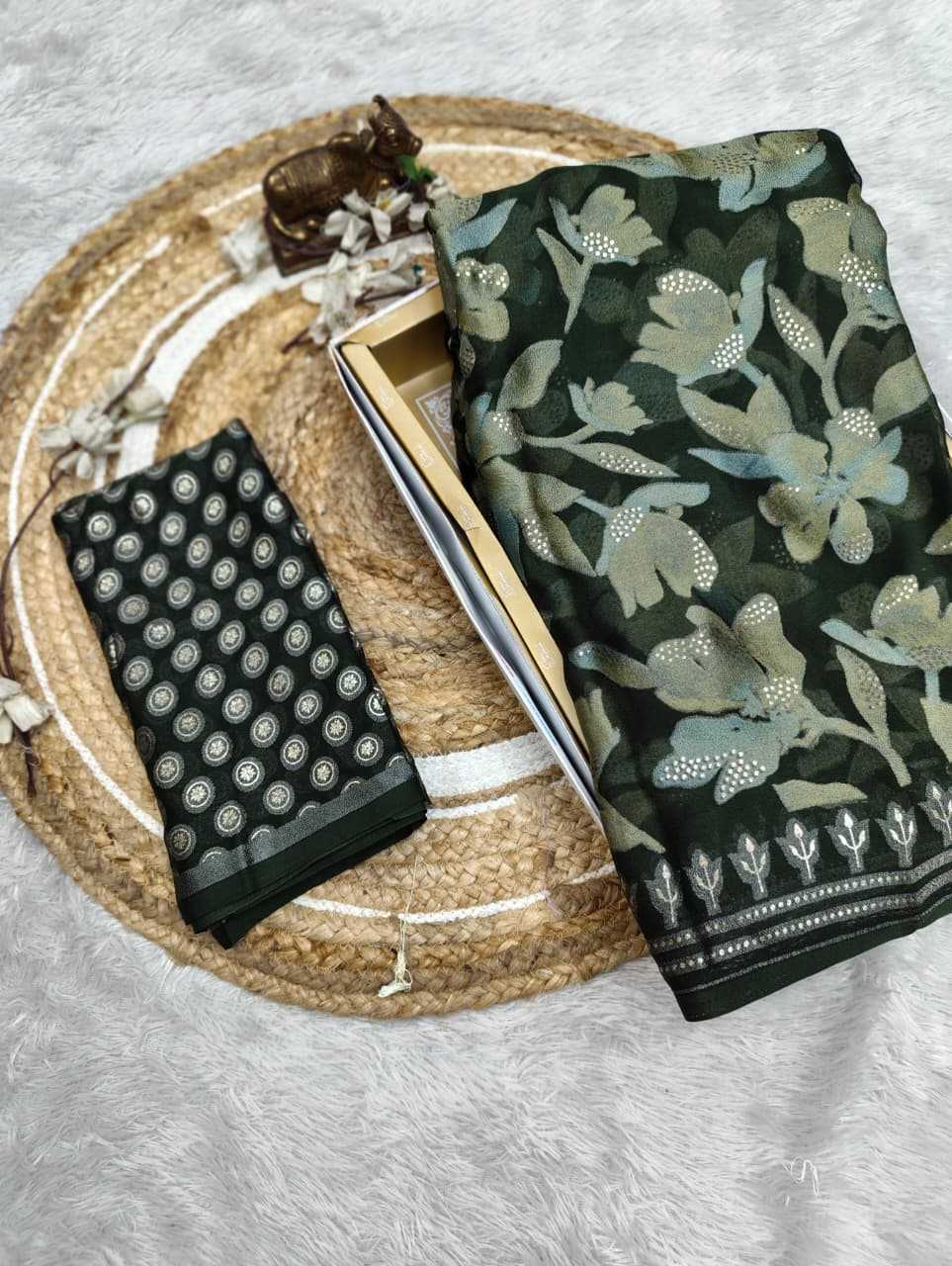 YNF Wholesale Dull Moss Designer Sarees  | Surat Manufacturer