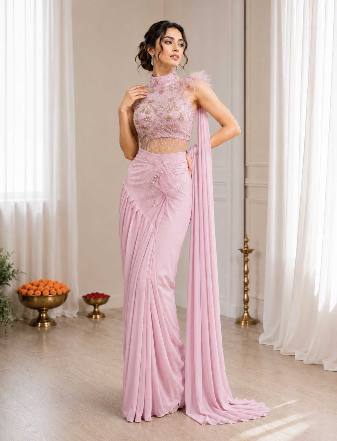 YNF Wholesale Crepe Silk Ready To Wear Sarees  | Surat Manufacturer
