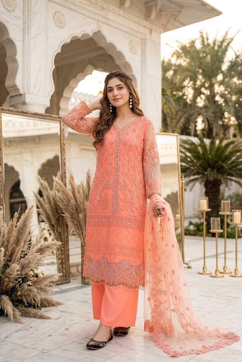 YNF Wholesale Soft Net Palazzo Suit  | Surat Manufacturer