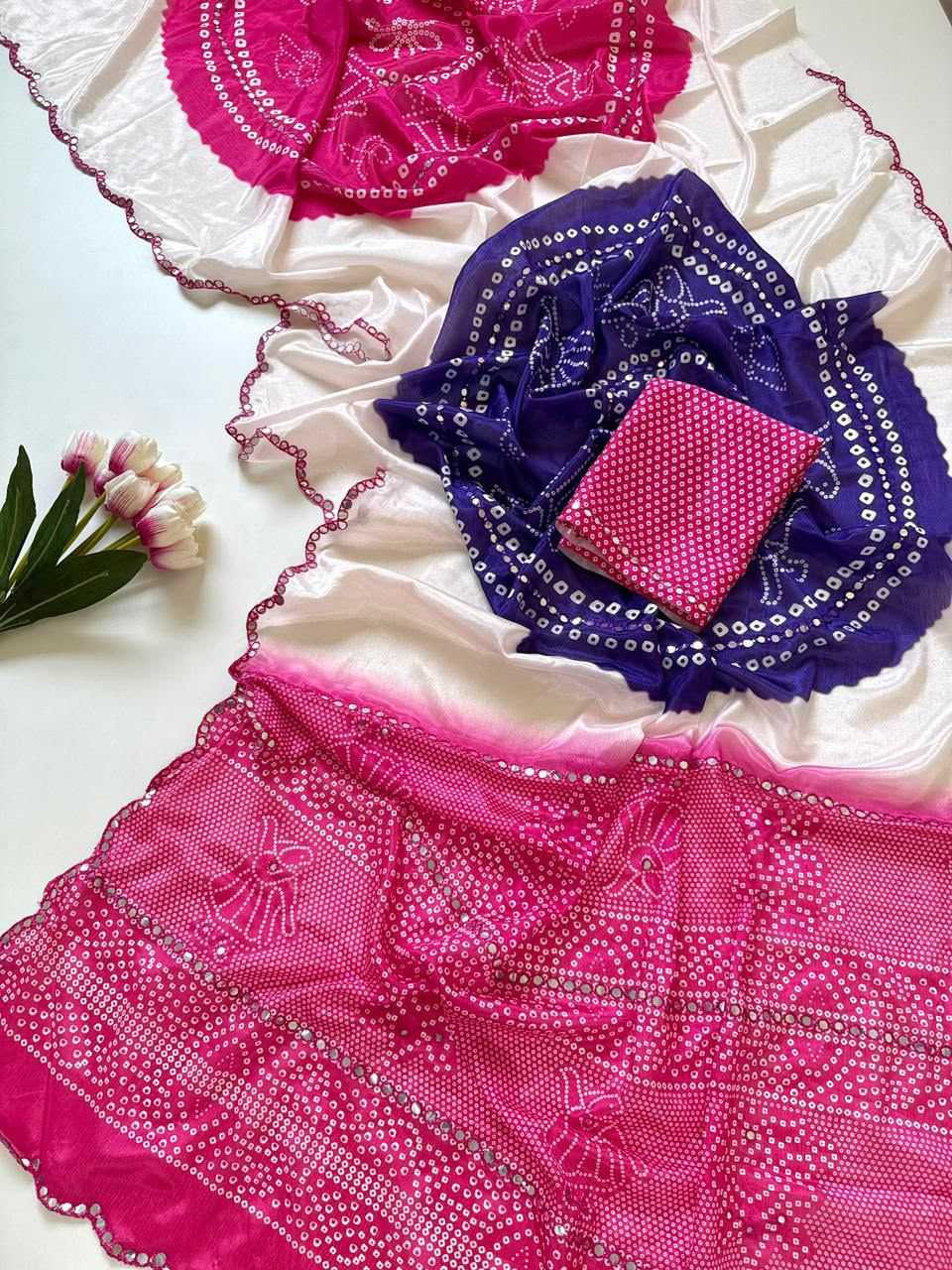 YNF Wholesale Chinon Printed Sarees  | Surat Manufacturer