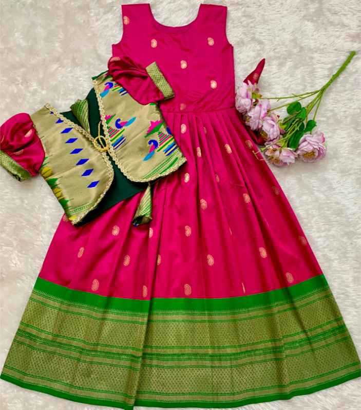 YNF Wholesale Paithani Silk Kids Gown  | Surat Manufacturer