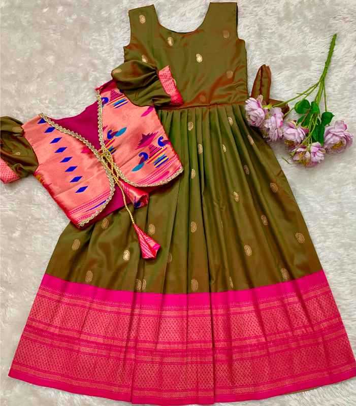 YNF Wholesale Paithani Silk Kids Gown  | Surat Manufacturer