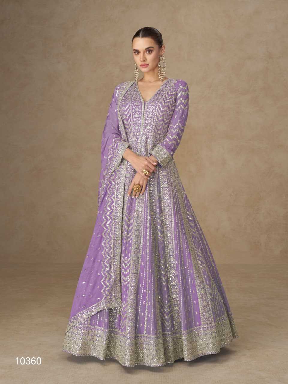 YNF Wholesale Chinon Embroidery Gowns KESH704 MOR BAGH ANARKALI | Surat Manufacturer