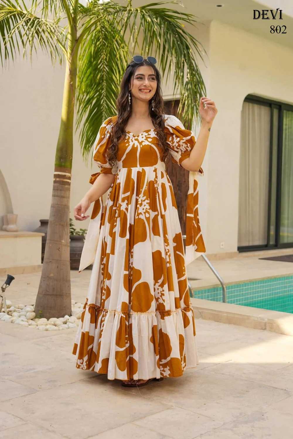 YNF Wholesale Cotton Cambric Printed Gowns  | Surat Manufacturer
