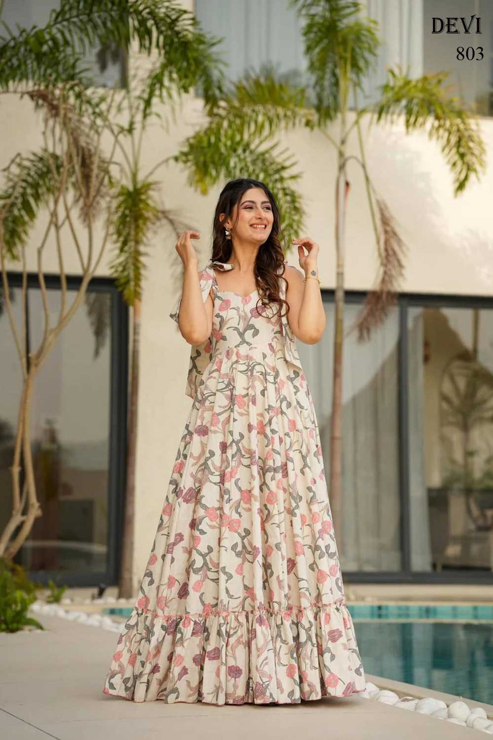 YNF Wholesale Cotton Cambric Printed Gowns  | Surat Manufacturer