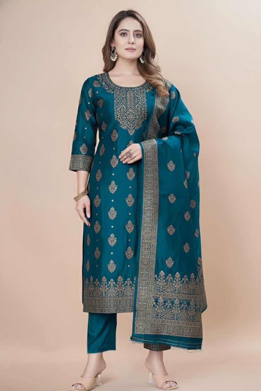 YNF Wholesale Jacquard Ladies Silk Suit  | Surat Manufacturer