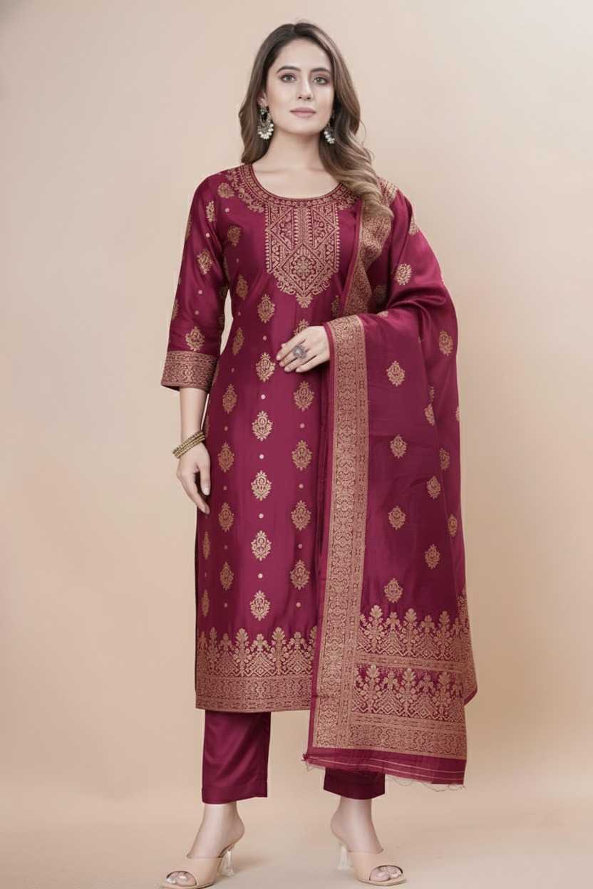 YNF Wholesale Jacquard Ladies Silk Suit  | Surat Manufacturer