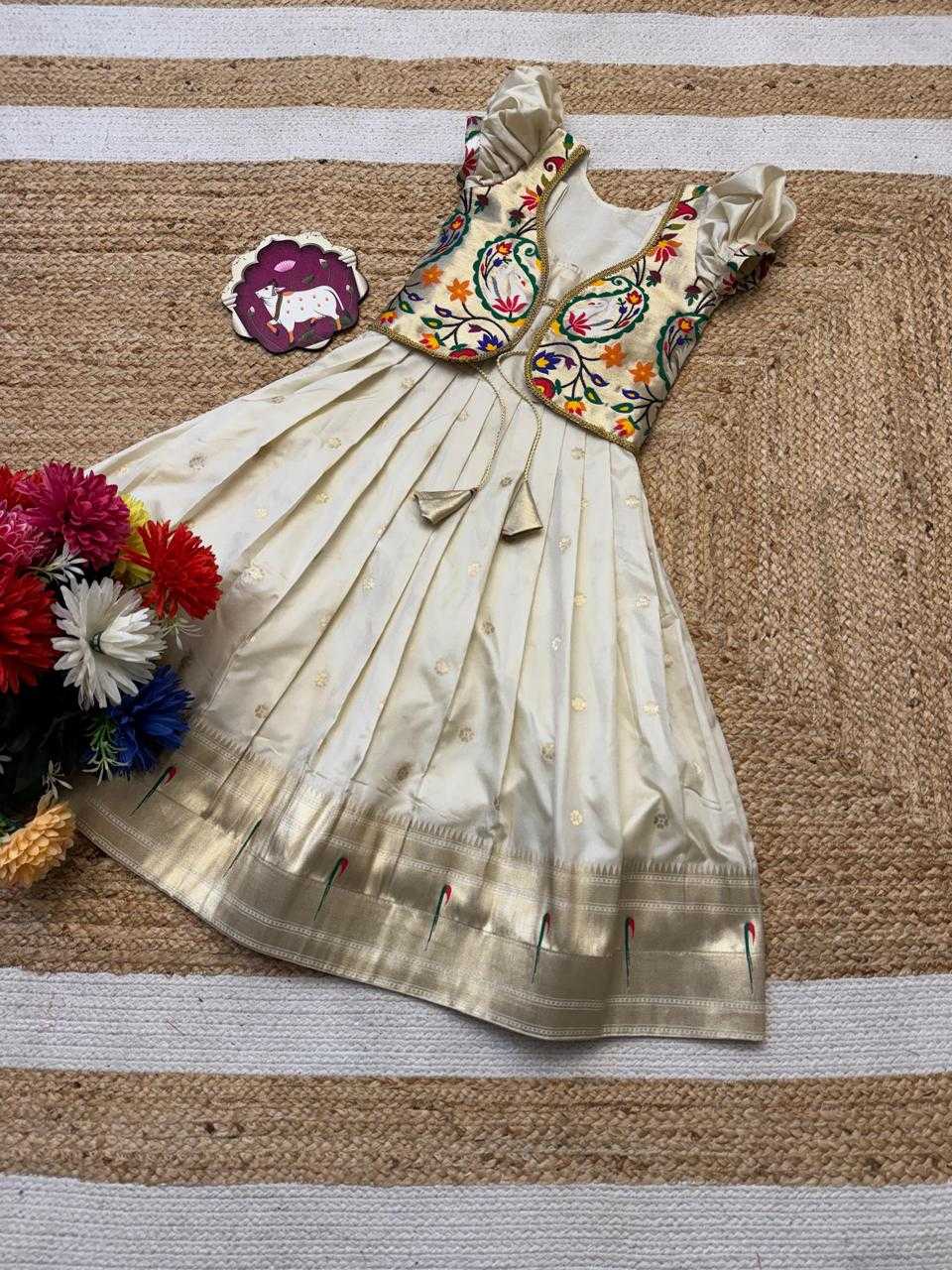 YNF Wholesale Paithani Silk Kids Gown  | Surat Manufacturer