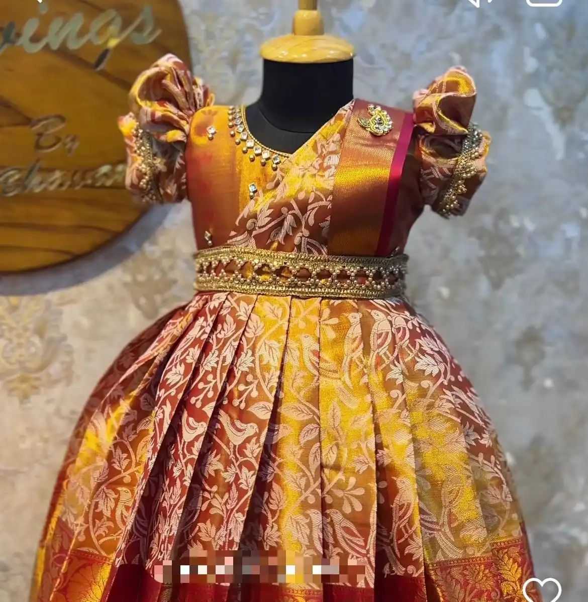 YNF Wholesale Kanjivaram Silk Kids Gown  | Surat Manufacturer