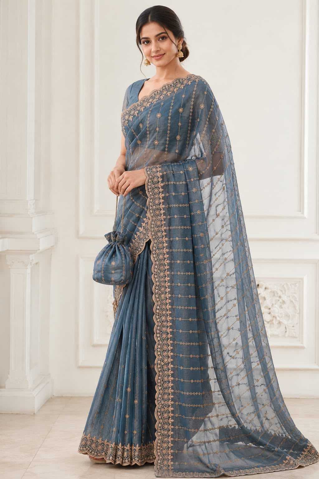 YNF Wholesale Dull Moss Designer Sarees | Surat Manufacturer