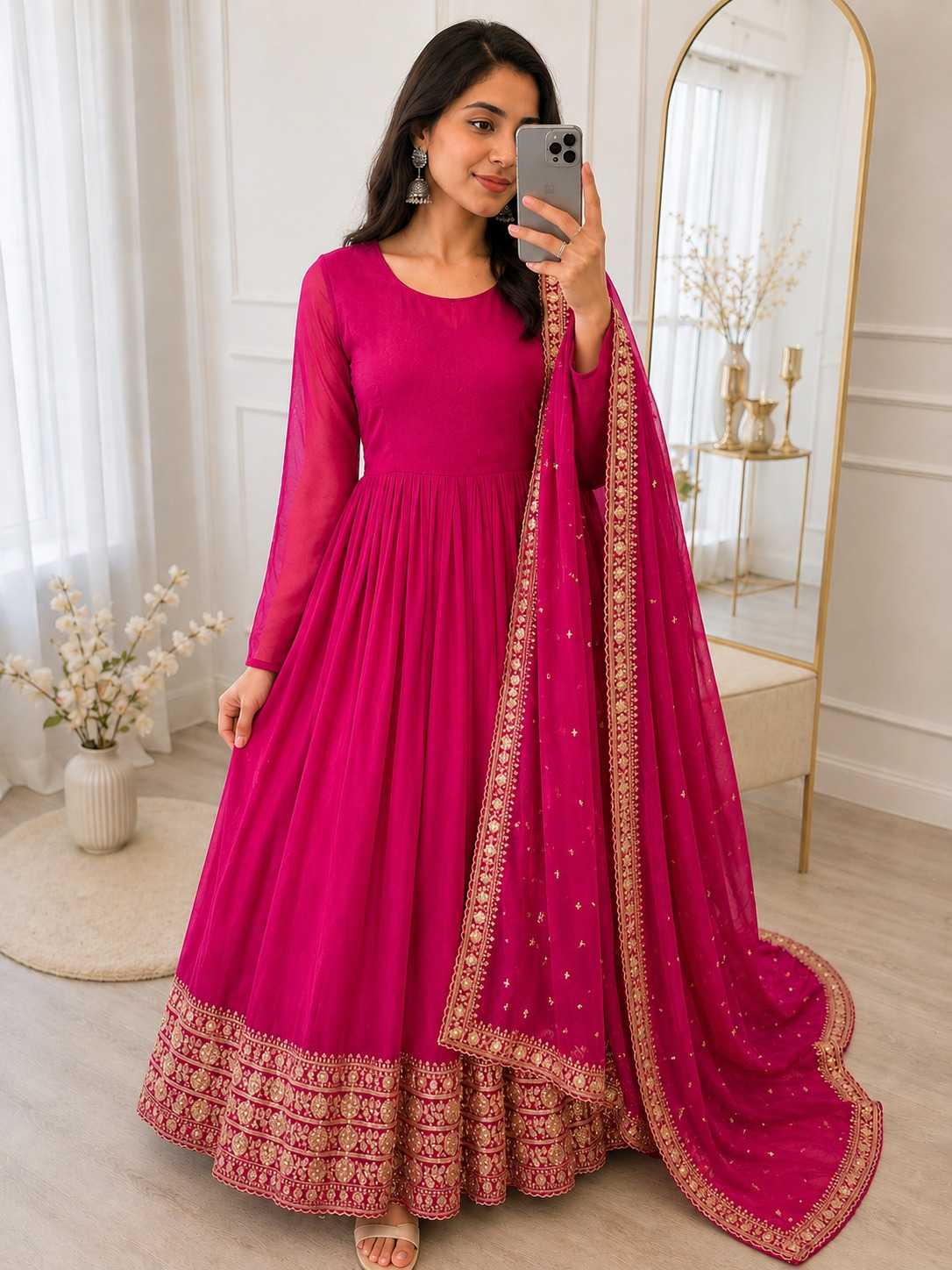 YNF Wholesale Faux Georgette Embroidery Gowns  | Surat Manufacturer