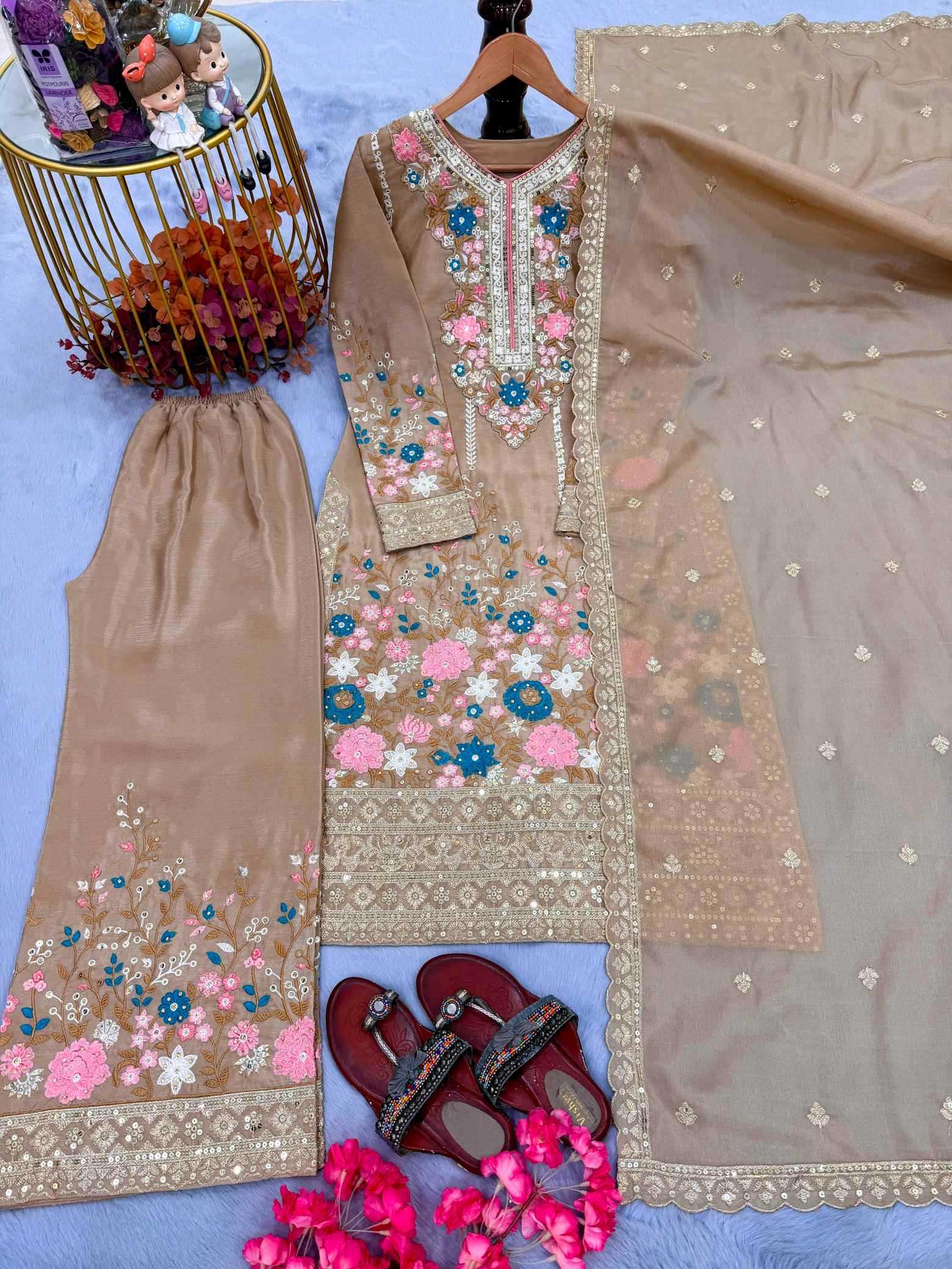 YNF Wholesale Chinon Silk Embroidery Suits  | Surat Manufacturer