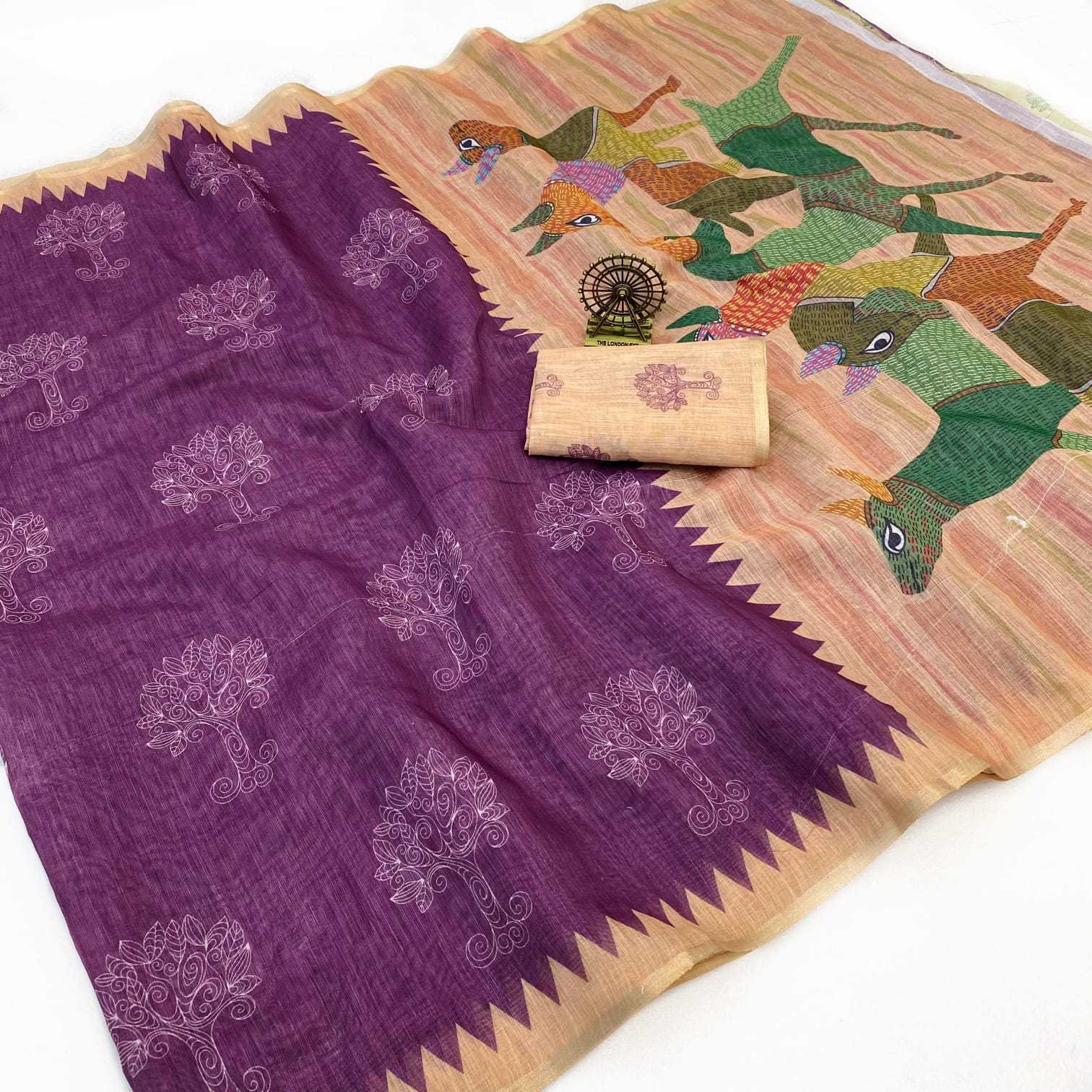 YNF Wholesale Linen Printed Sarees  | Surat Manufacturer