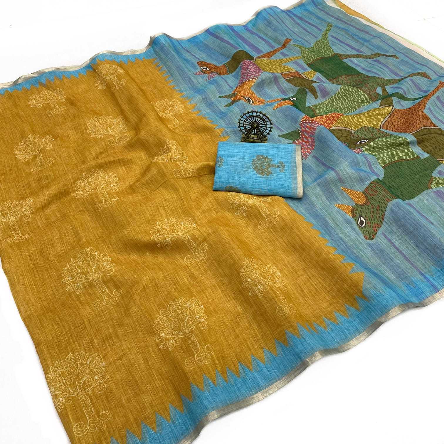YNF Wholesale Linen Printed Sarees  | Surat Manufacturer