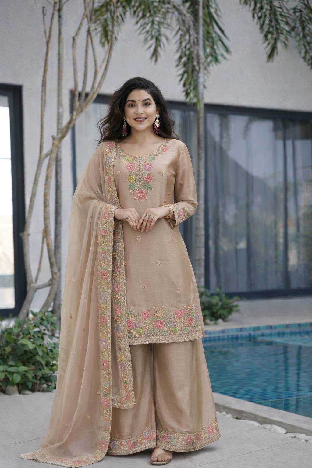 YNF Wholesale Faux Georgette Embroidery Suits  | Surat Manufacturer