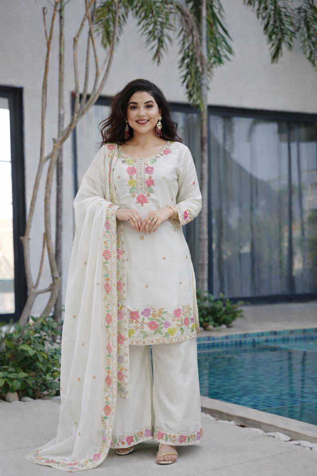 YNF Wholesale Faux Georgette Embroidery Suits  | Surat Manufacturer
