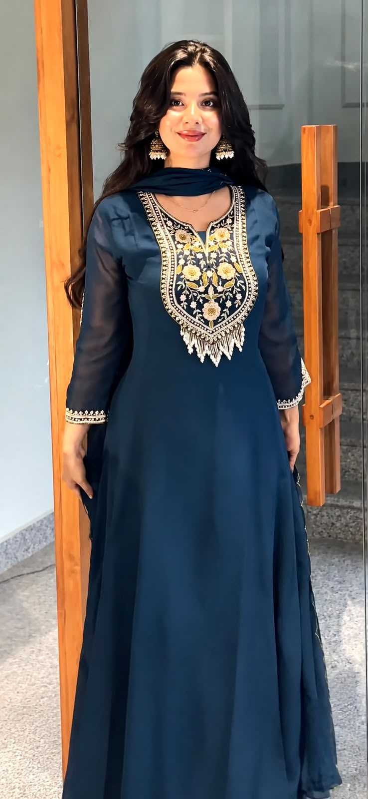 YNF Wholesale Faux Georgette Embroidery Gowns KESH159 650 | Surat Manufacturer