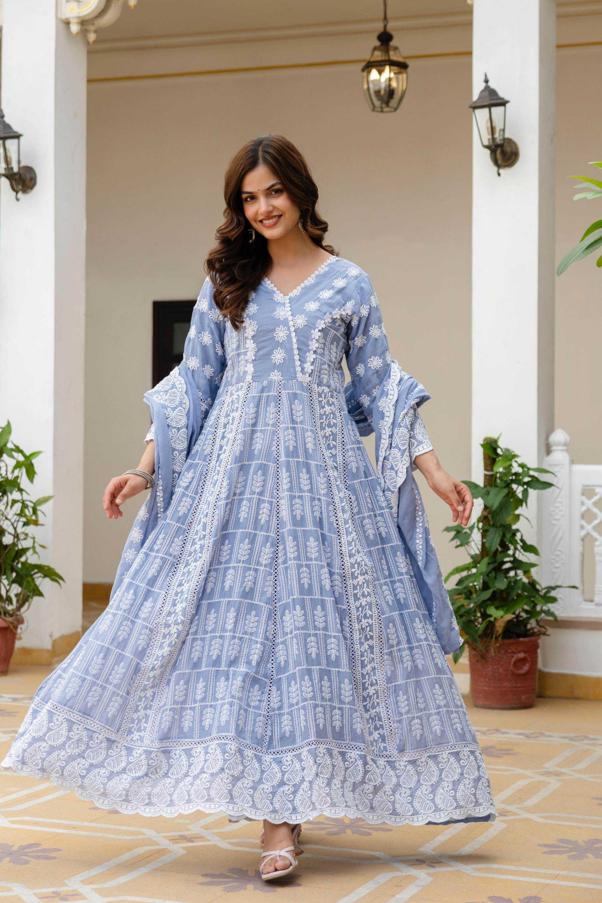 YNF Wholesale Muslin Cotton Wedding Gown  | Surat Manufacturer