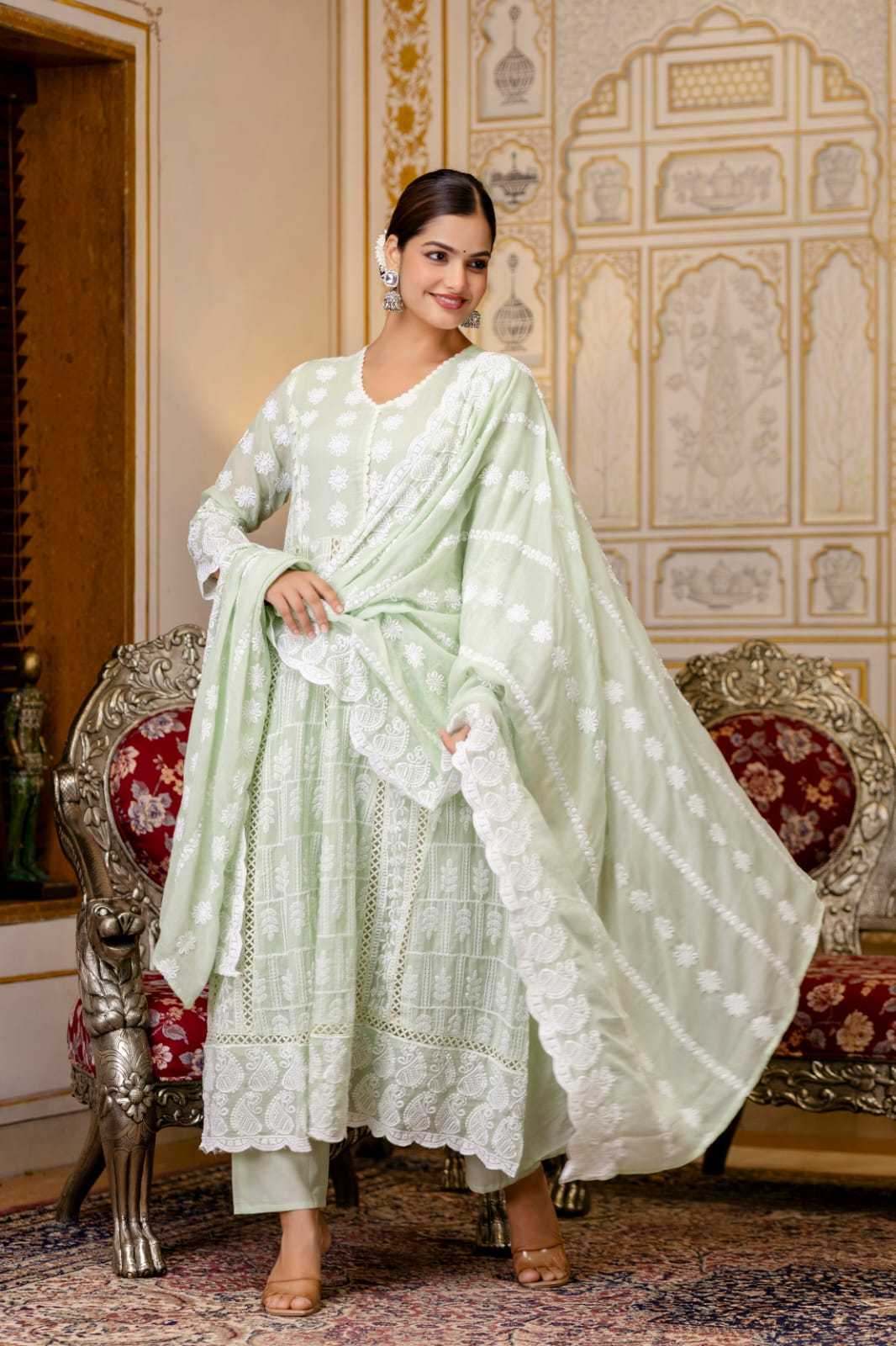 YNF Wholesale Pure Cotton Embroidered Gown KESH177 1023 | Surat Manufacturer