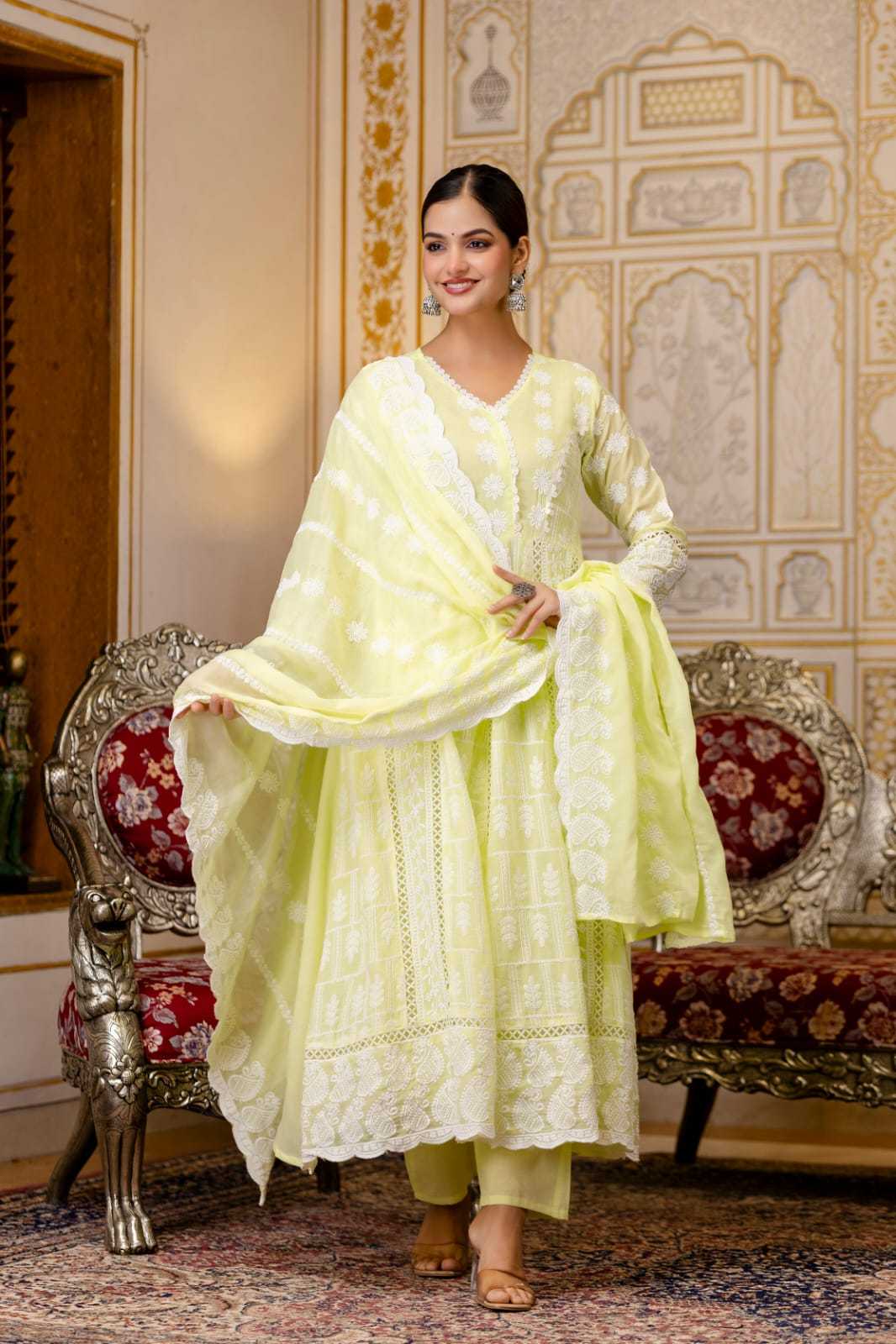 YNF Wholesale Pure Cotton Embroidered Gown KESH177 1023 | Surat Manufacturer
