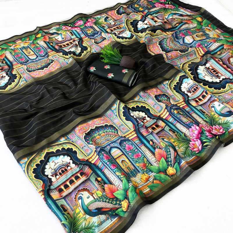 YNF Wholesale Dola Silk Printed Sarees KESH187 Dola | Surat Manufacturer