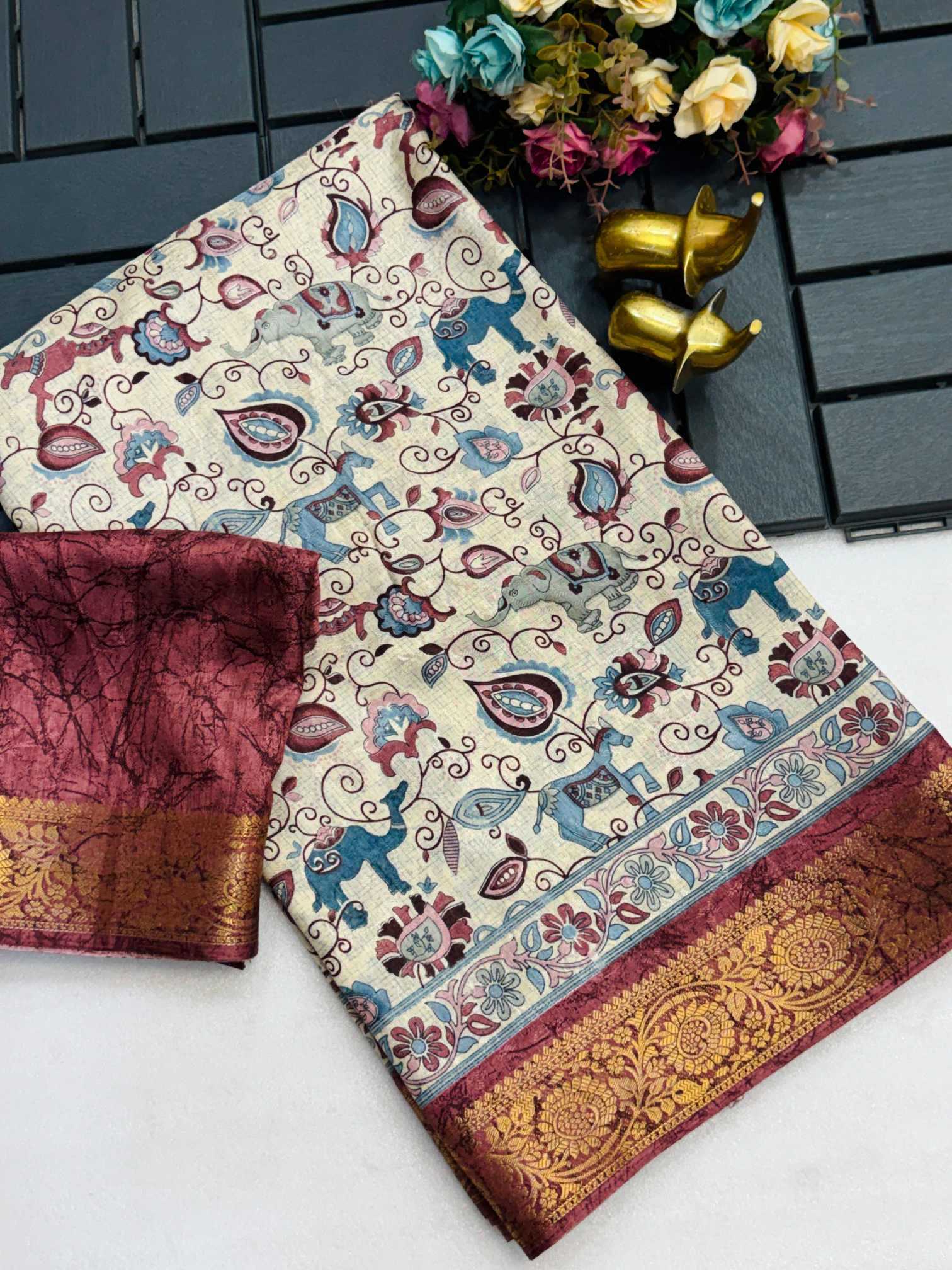 YNF Wholesale Soft Dola Kalamkari Sarees  | Surat Manufacturer