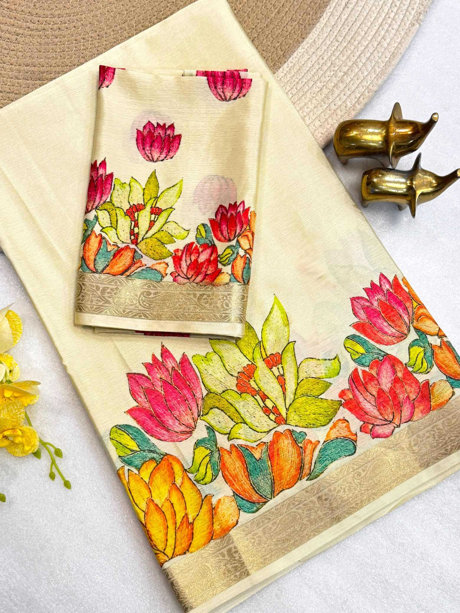 YNF Wholesale Chinon Silk Printed Silk Saree  | Surat Manufacturer