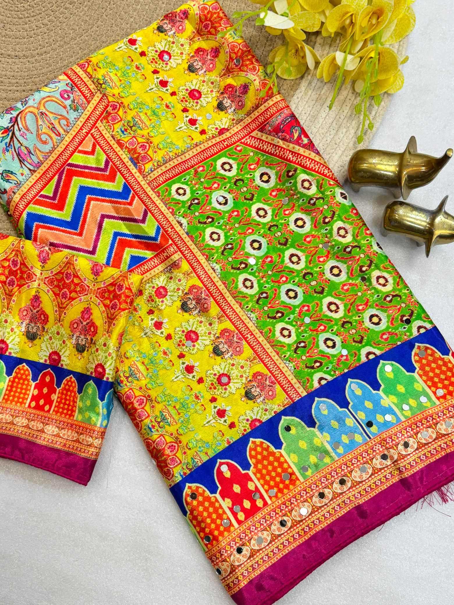 YNF Wholesale Chinon Printed Sarees  | Surat Manufacturer
