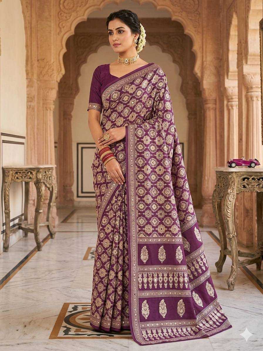 YNF Wholesale Gajji Silk Ajrakh Sarees  | Surat Manufacturer