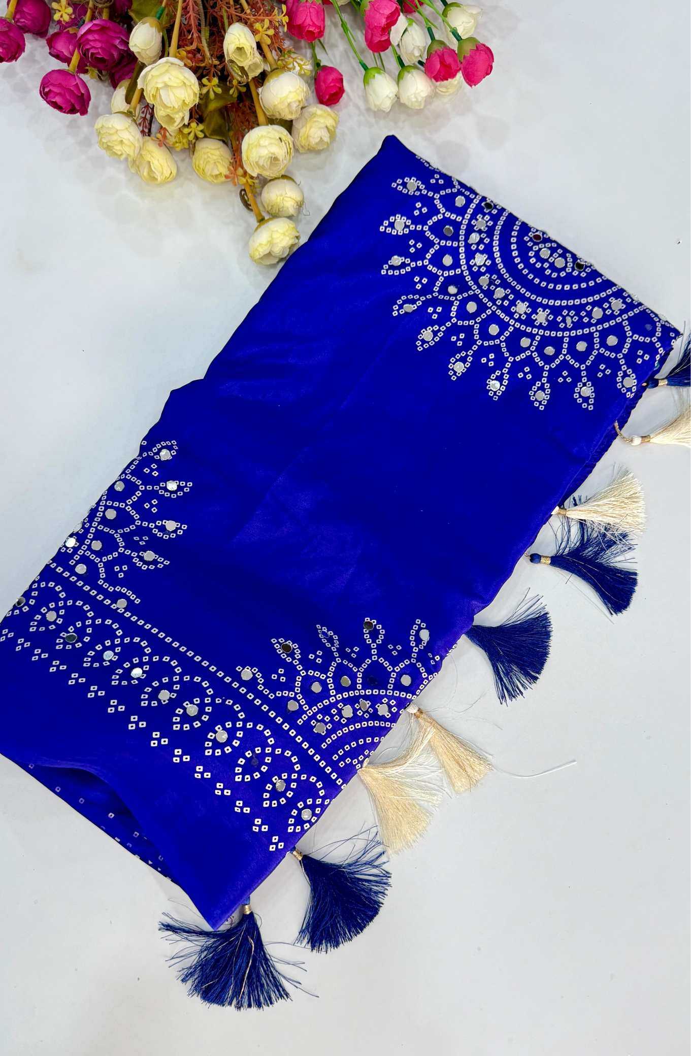 YNF Wholesale Satin Ajrakh Sarees  | Surat Manufacturer