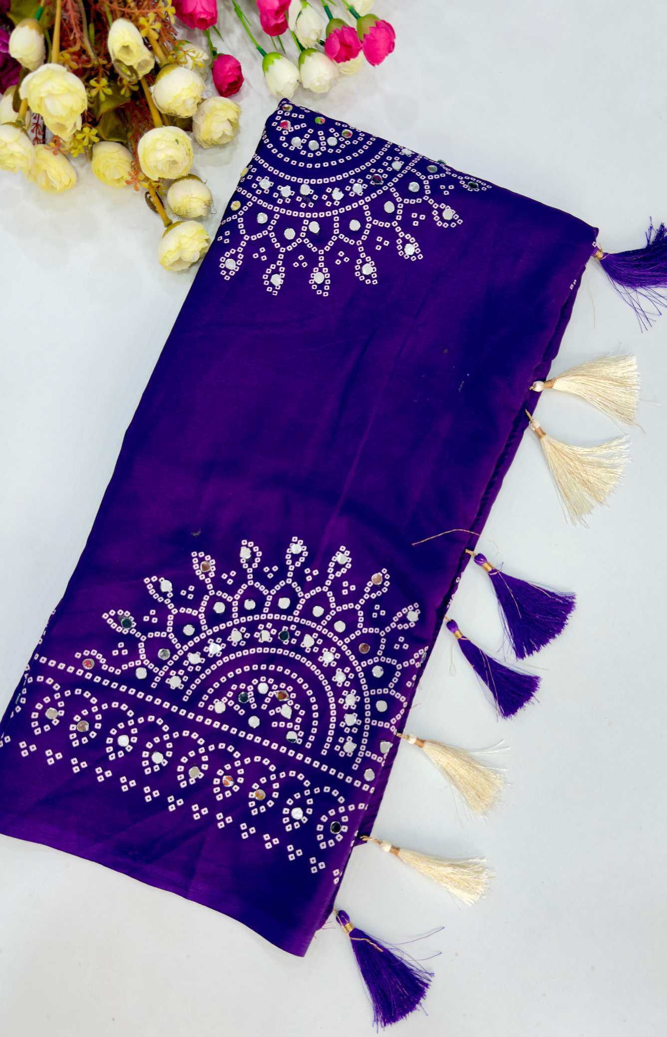 YNF Wholesale Satin Ajrakh Sarees  | Surat Manufacturer