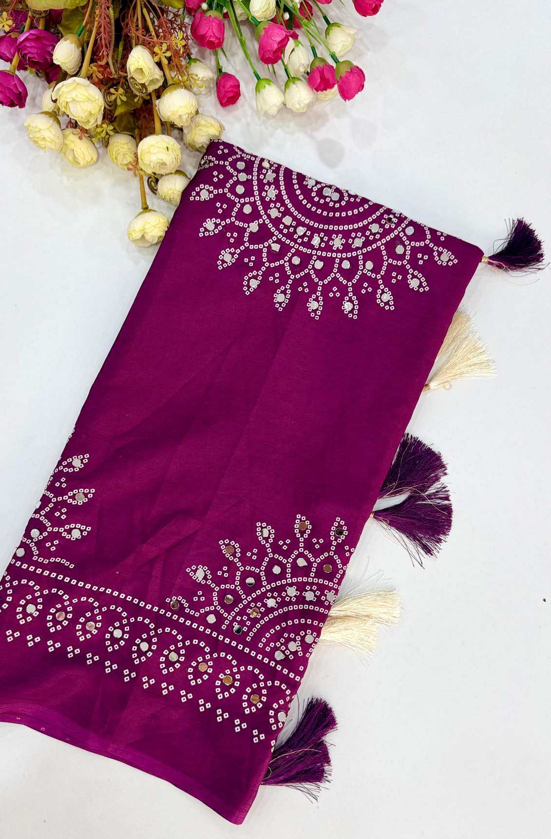 YNF Wholesale Satin Ajrakh Sarees  | Surat Manufacturer
