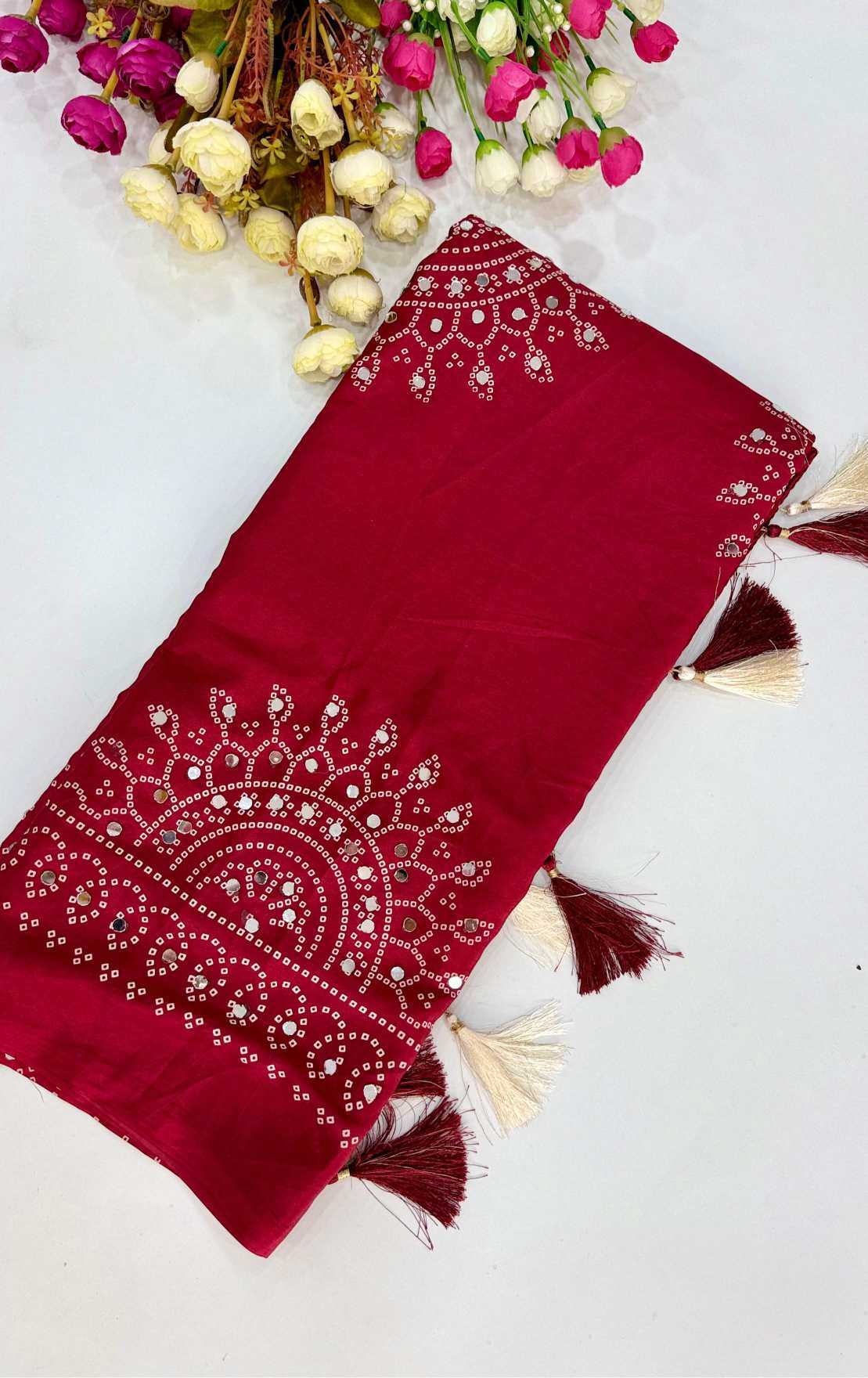 YNF Wholesale Satin Ajrakh Sarees  | Surat Manufacturer
