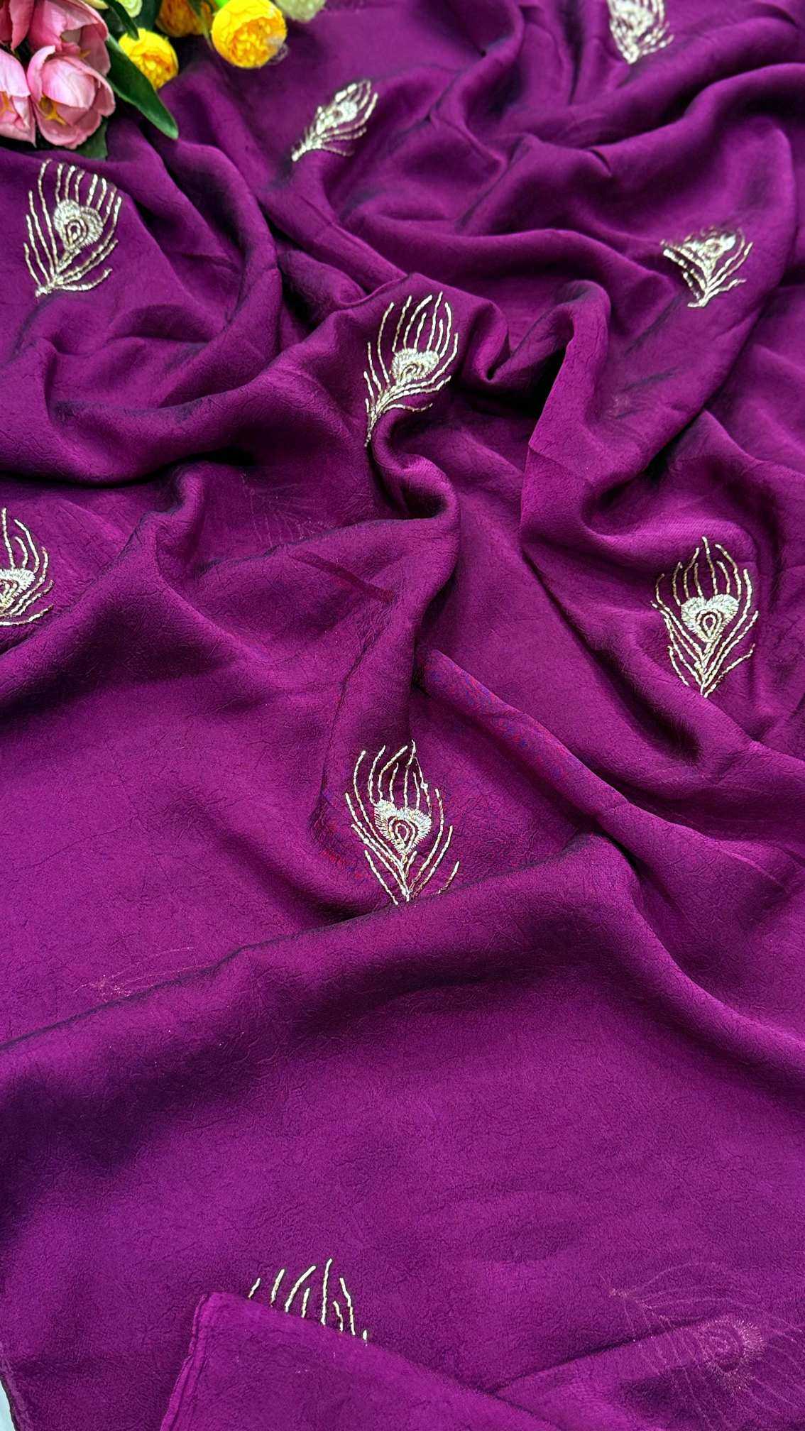 YNF Wholesale Satin Designer Sarees KESH203 Ajrakh Tulips -15 | Surat Manufacturer
