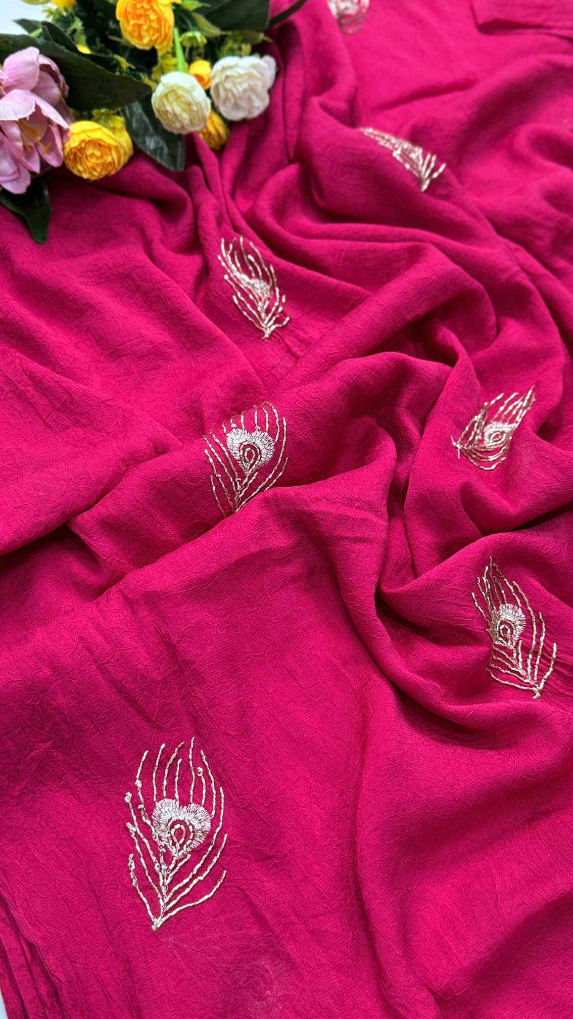 YNF Wholesale Satin Designer Sarees KESH203 Ajrakh Tulips -15 | Surat Manufacturer