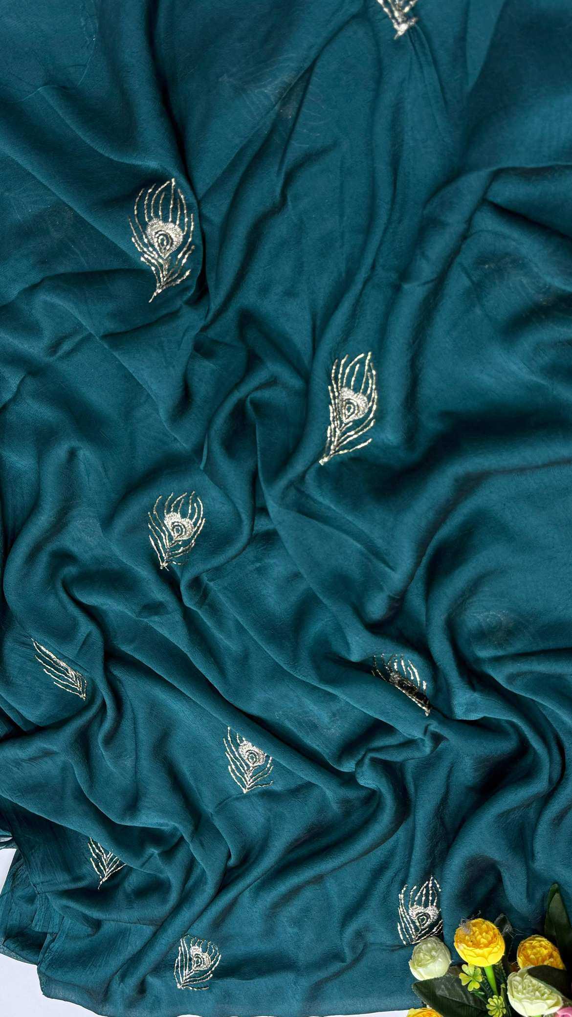 YNF Wholesale Satin Designer Sarees KESH203 Ajrakh Tulips -15 | Surat Manufacturer