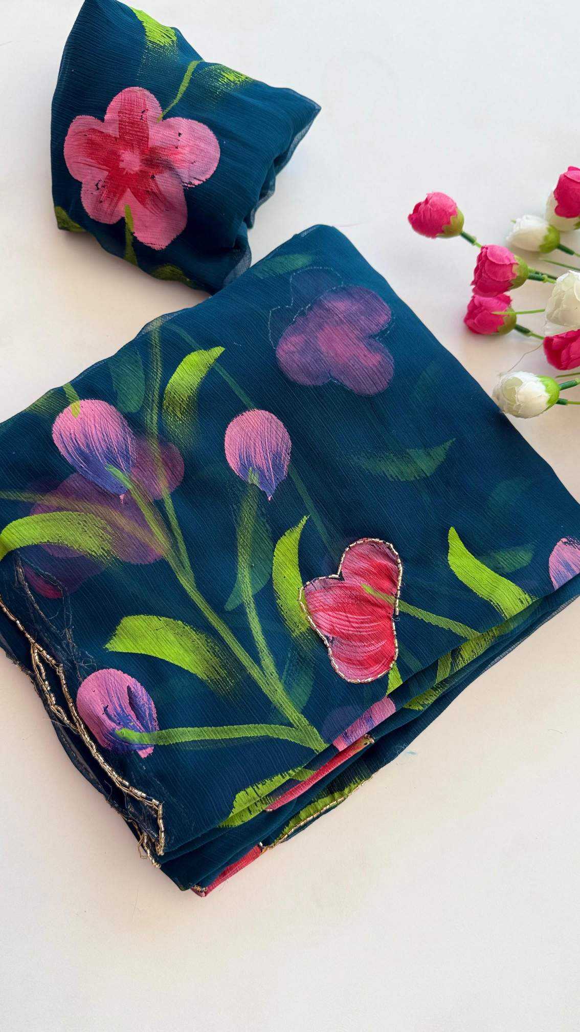 YNF Wholesale Chiffon Designer Sarees KESH203 Reet Tulips - 12 | Surat Manufacturer