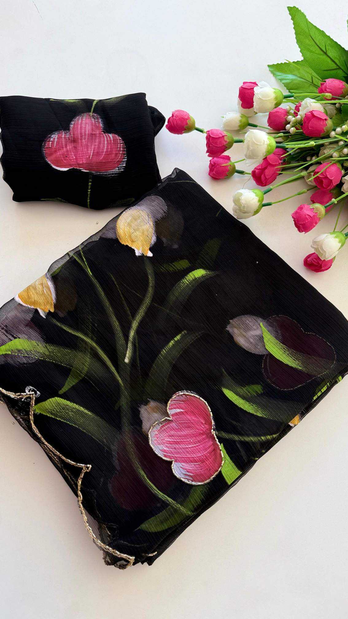 YNF Wholesale Chiffon Designer Sarees KESH203 Reet Tulips - 12 | Surat Manufacturer