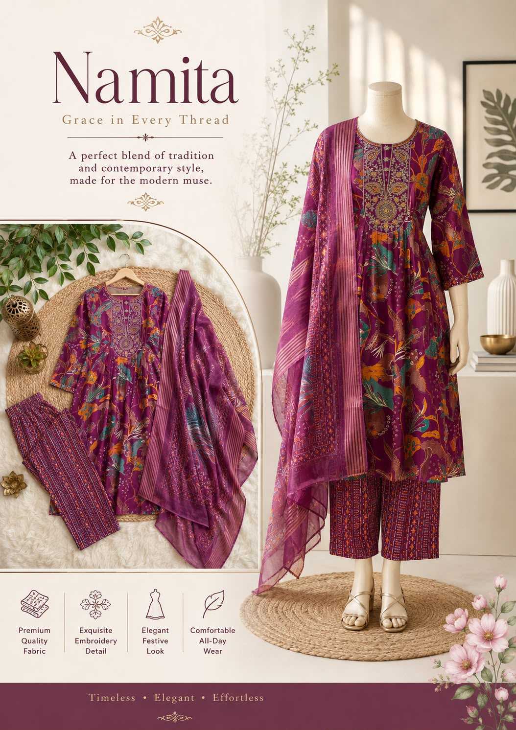 YNF Wholesale Muslin Embroidery Suits KESH210 Adds | Surat Manufacturer