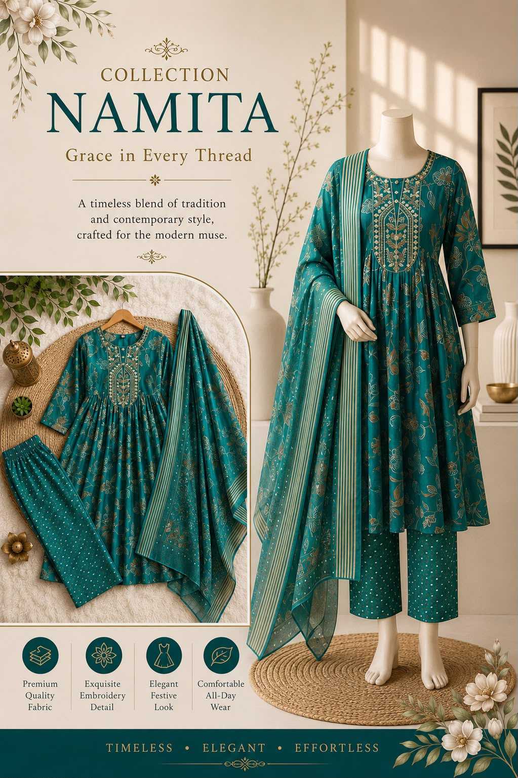 YNF Wholesale Muslin Embroidery Suits KESH210 Adds | Surat Manufacturer