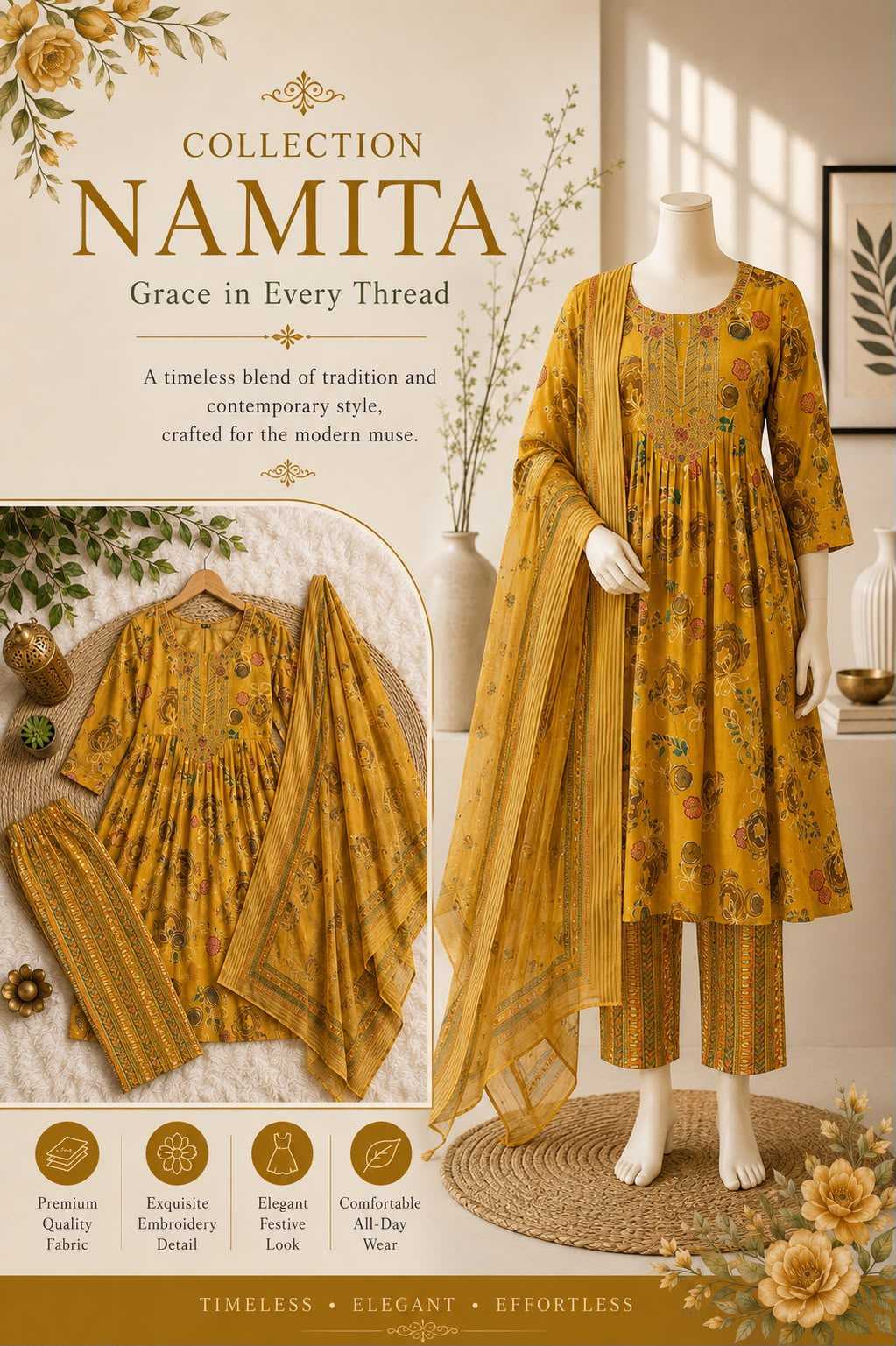 YNF Wholesale Muslin Embroidery Suits KESH210 Adds | Surat Manufacturer